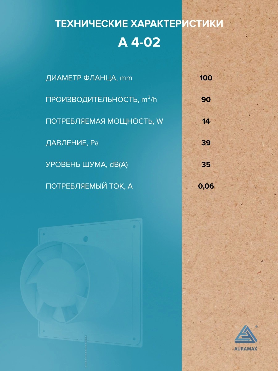Вентилятор накладной A D100 тяг.выкл. AURAMAX